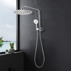 300mm Height Chrome Round Twin Shower Set Top Water Inlet